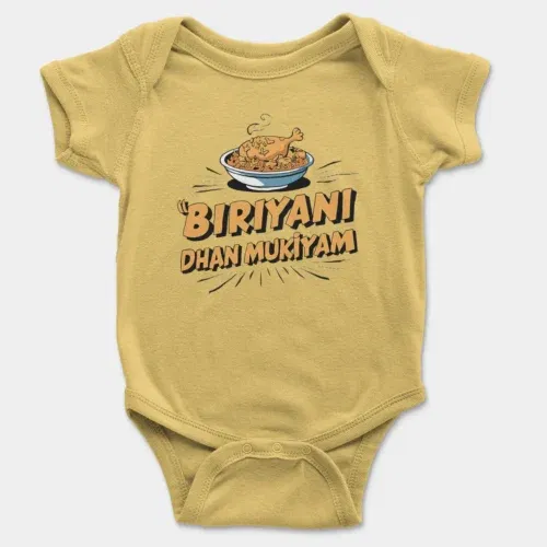 Biriyani dhan mukiyam onesie/romper in yellow color