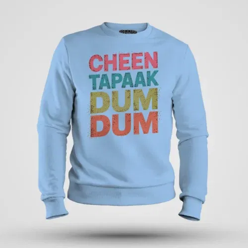 Cheen tapaak dum dum men/unisex sweatshirt in baby blue color