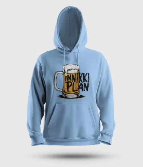 Inniki plan - beer men/unisex hoodie in baby blue color