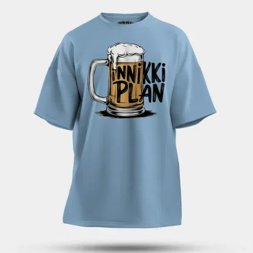 Inniki plan - beer men/unisex oversized t-shirt in baby blue color