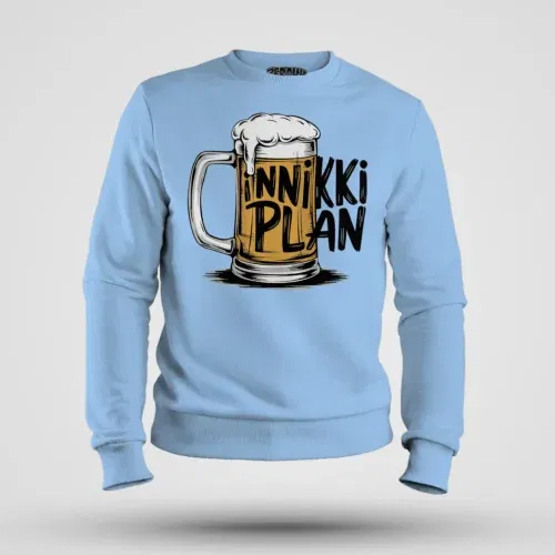 Inniki plan - beer men/unisex sweatshirt in baby blue color