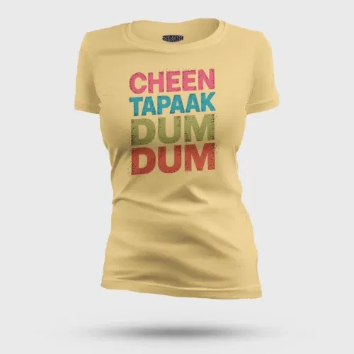 Cheen tapaak dum dum women's t-shirt in beige color