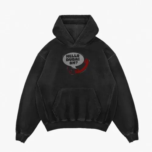 Hello dubai ah? Men/unisex acid wash hoodie in black color