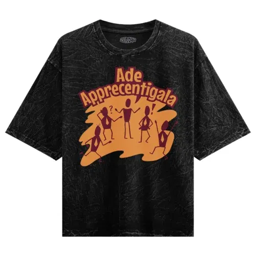 Ade apprecentingala men/unisex acid wash oversized t-shirt in black color