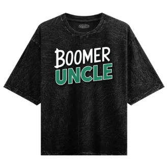 Boomer Uncle Men/Unisex Acid Wash Oversized T-Shirt in Black Color