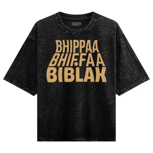 Bhippa bhiffa biblak men/unisex acid wash oversized t-shirt in black color
