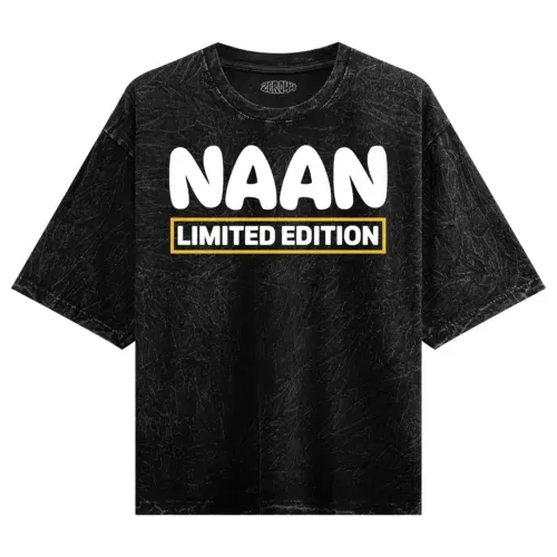 Naan limited edition men/unisex acid wash oversized t-shirt in black color