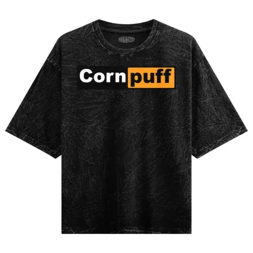 Cornpuff men/unisex acid wash oversized t-shirt in black color