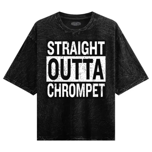 Straight outta chrompet men/unisex acid wash oversized t-shirt in black color