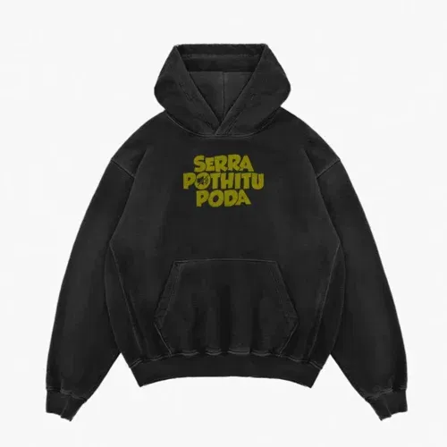 Serra pothitu poda men/unisex acid wash hoodie in black color