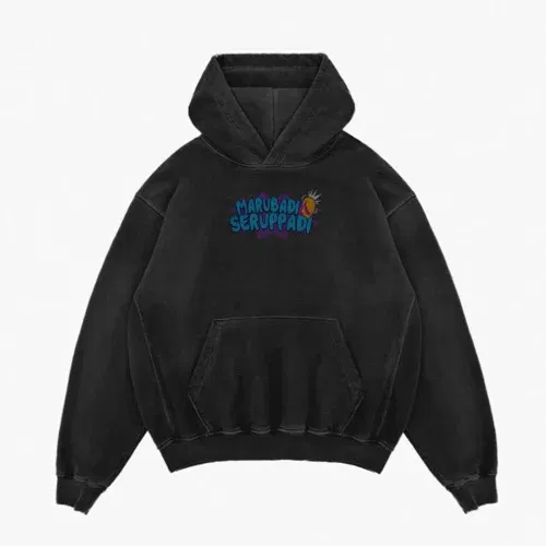 Marubadi seruppadi men/unisex acid wash hoodie in black color
