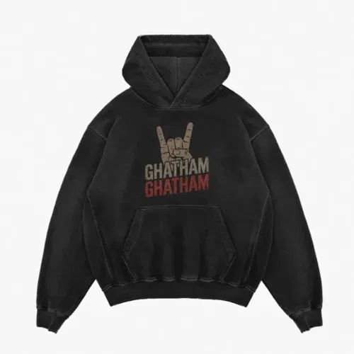 Ghatham ghatham men/unisex acid wash hoodie in black color