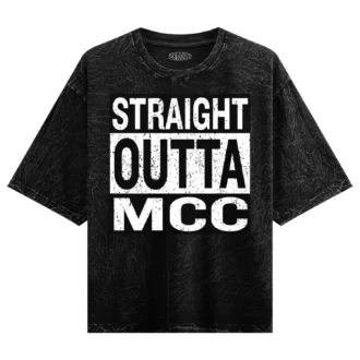 Straight Outta MCC Men/Unisex Acid Wash Oversized T-Shirt in Black Color