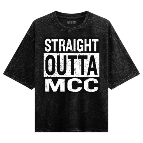Straight outta mcc men/unisex acid wash oversized t-shirt in black color