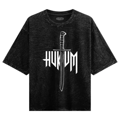 Hukum men/unisex acid wash oversized t-shirt in black color