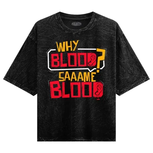 Why blood same blood men/unisex acid wash oversized t-shirt in black color