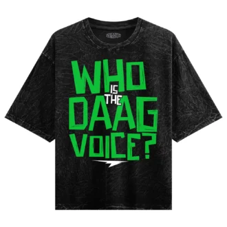 Who Is The Daag Voice Men/Unisex Acid Wash Oversized T-Shirt in Black Color