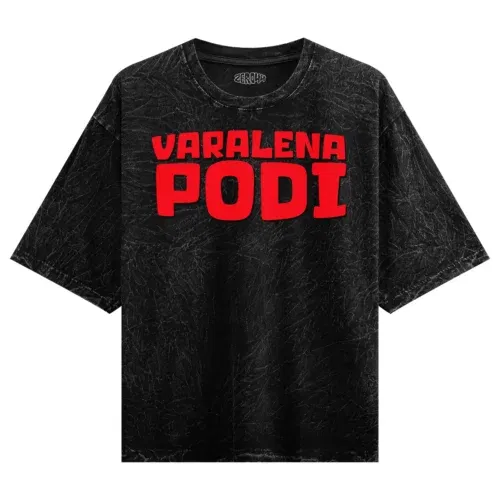Varalena podi men/unisex acid wash oversized t-shirt in black color