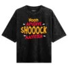 Naan Apudiye Shoooock Aayitten Men/Unisex Acid Wash Oversized T-Shirt in Black Color
