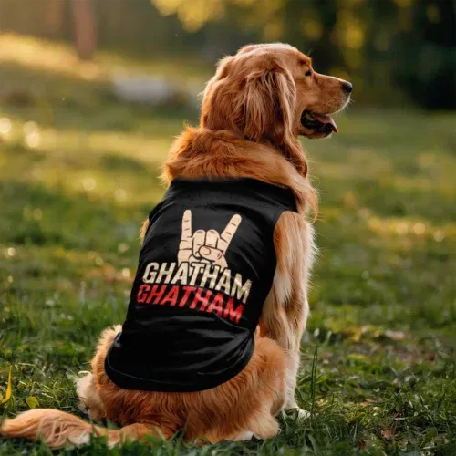 Ghatham ghatham dog tank in black color