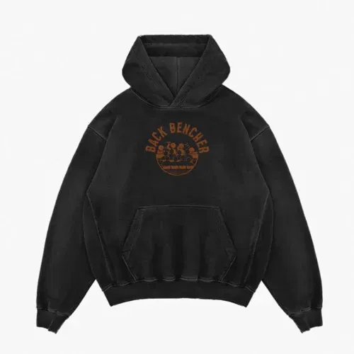 Back bencher men/unisex acid wash hoodie in black color
