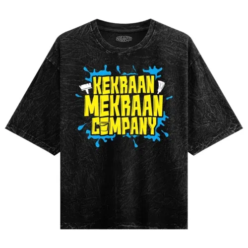 Kekraan mekraan company men/unisex acid wash oversized t-shirt in black color