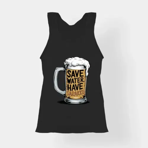 Save water and have sarakku women's tank top in black color