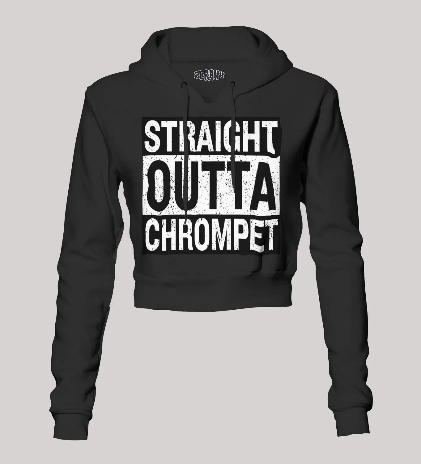Straight Outta Chrompet Women's Crop Hoodies in Black Color