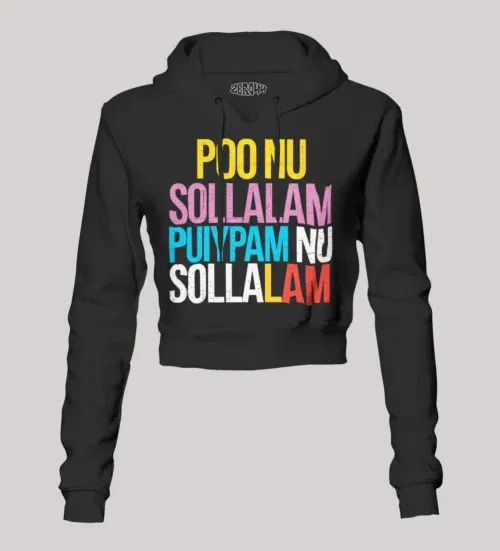 Poo nu sollalam women's crop hoodies in black color