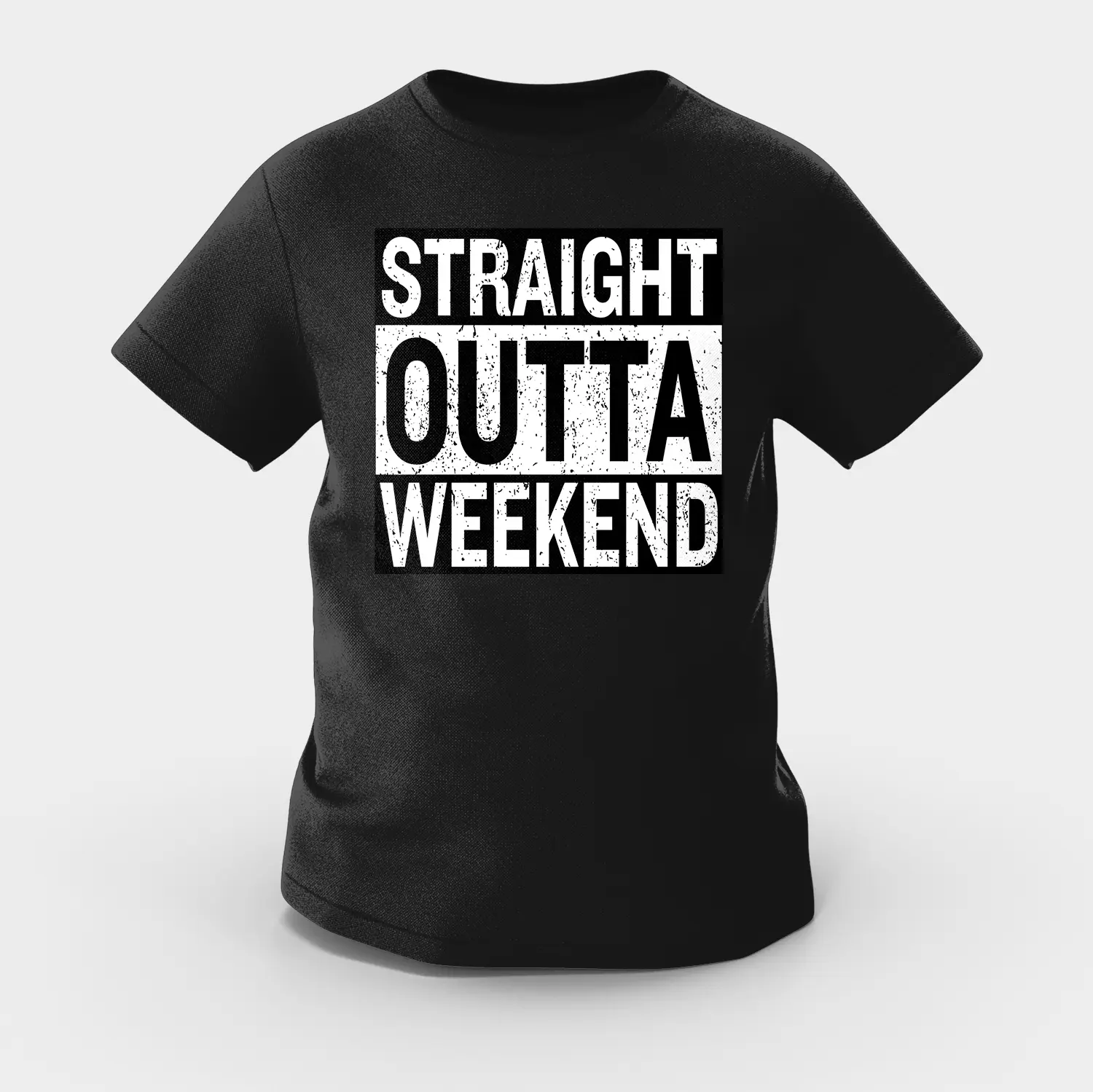 Straight Outta Weekend Girls Round Neck T-Shirt in Black Color