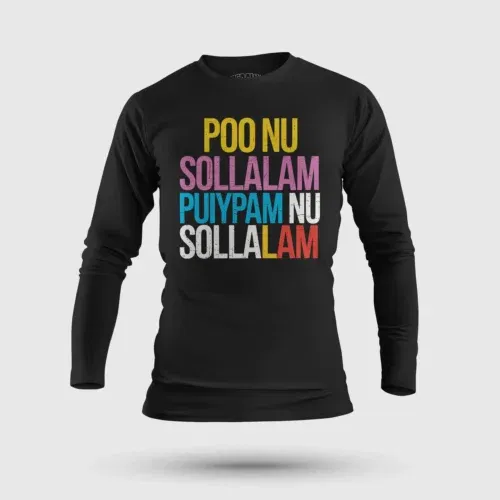 Poo nu sollalam men/unisex long sleeve t-shirt in black color