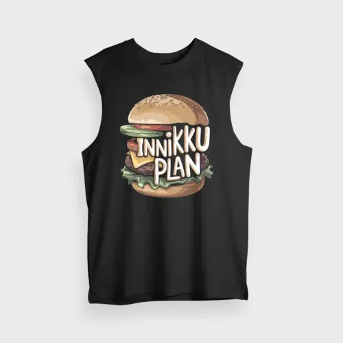 Innikki plan - burger men/unisex tank top in black color