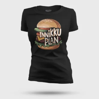 Innikki Plan - Burger Women's T-Shirt in Black Color