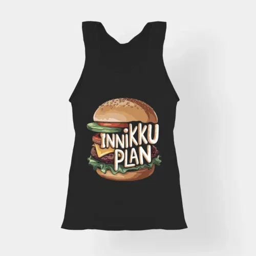 Innikki plan - burger women's tank top in black color