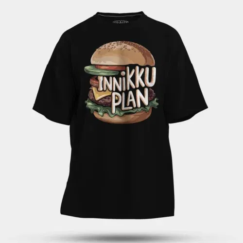 Innikki plan - burger men/unisex oversized t-shirt in black color