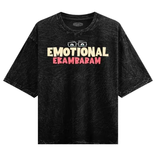 Emotional ekambaram men/unisex acid wash oversized t-shirt in black color