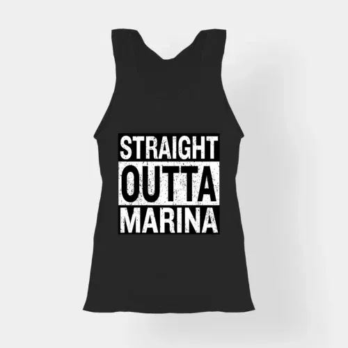 Straight outta marina women's tank top in black color