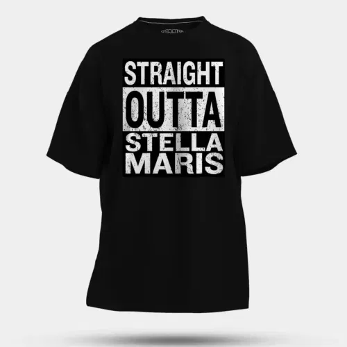 Straight outta stella maris men/unisex oversized t-shirt in black color