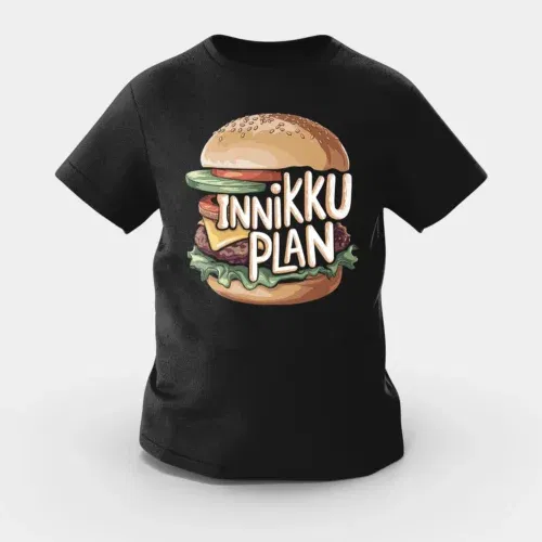 Innikki plan - burger girls round neck t-shirt in black color
