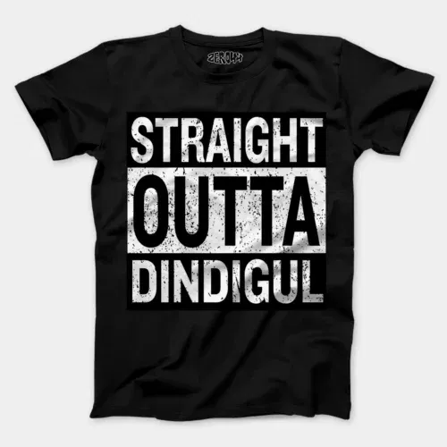 Straight outta dindigul men/unisex t-shirt in black color