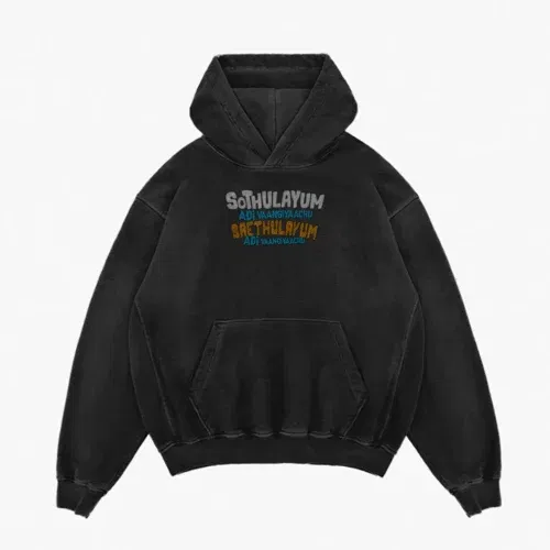 Sothulayum adi vaangiyaachu saethulayum adi vangiyachu men/unisex acid wash hoodie in black color