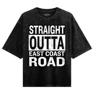 Straight Outta ECR Men/Unisex Acid Wash Oversized T-Shirt in Black Color