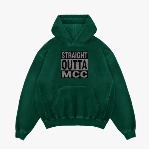 Straight outta mcc men/unisex acid wash hoodie in bottle green color