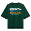 Sothulayum Adi Vaangiyaachu Saethulayum Adi Vangiyachu Men/Unisex Acid Wash Oversized T-Shirt in Bottle Green Color