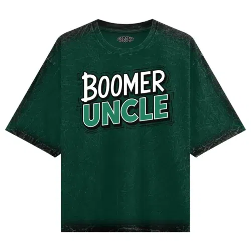 Boomer uncle men/unisex acid wash oversized t-shirt in bottle green color