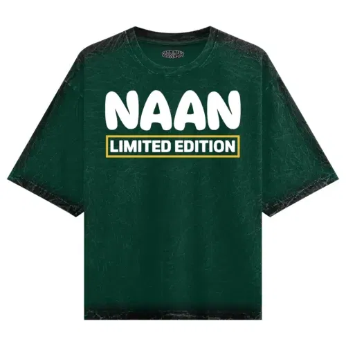 Naan limited edition men/unisex acid wash oversized t-shirt in bottle green color