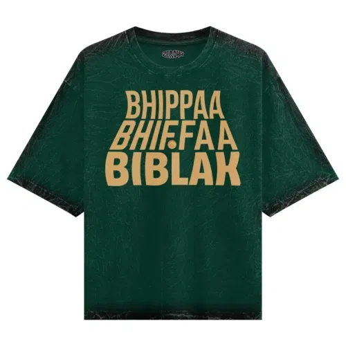Bhippa bhiffa biblak men/unisex acid wash oversized t-shirt in bottle green color