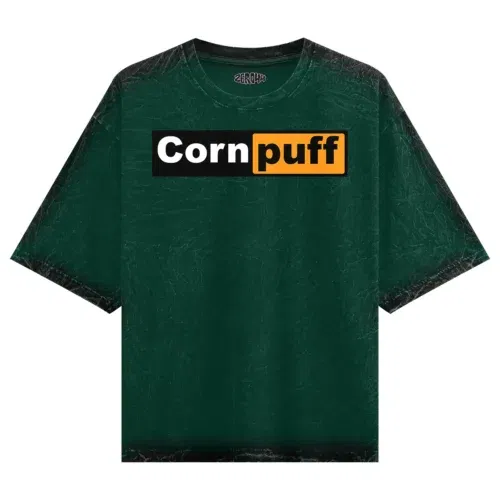 Cornpuff men/unisex acid wash oversized t-shirt in bottle green color