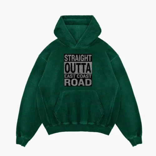 Straight outta ecr men/unisex acid wash hoodie in bottle green color
