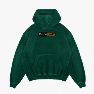 Cornpuff Men/Unisex Acid Wash Hoodie in Bottle Green Color
